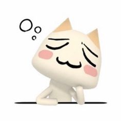 a cartoon cat is sitting on the ground with its eyes closed and thought bubble above it