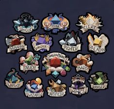 a bunch of badges that say different things