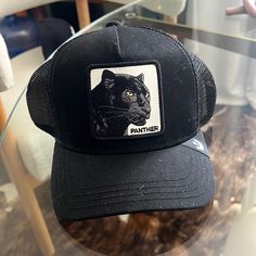 Brand New Never Woren Black Panther Snap Back Black Trucker Hat With Short Brim For Streetwear, Black Casual Trucker Hat With Short Brim, Black Curved Brim Trucker Hat For Winter, Black Panther Hat, Driving Hat, Driving Cap, Aesthetic Street, Hat Aesthetic, Mexican Hat