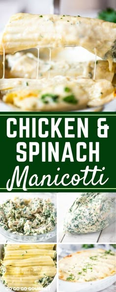 chicken and spinach manicotti casserole is an easy weeknight meal