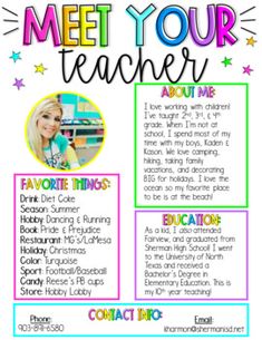 a poster with the words meet your teacher