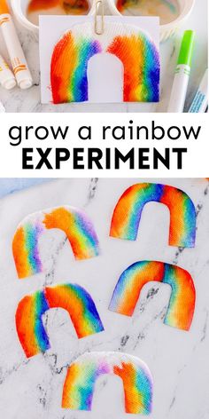 the rainbow experiment is an easy and fun science project for kids to learn how to paint