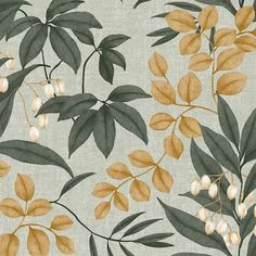 an image of a wallpaper with flowers and leaves on the back drop in gold