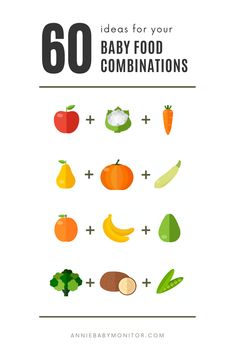 an info board with fruits and vegetables for babies to learn how to use the baby food combinations