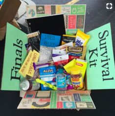 a box filled with lots of different items