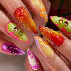 Airbrush Nails, Colorful Nail, Grunge Nails, Nail Polish Set, Exotic Nails, Striped Nails