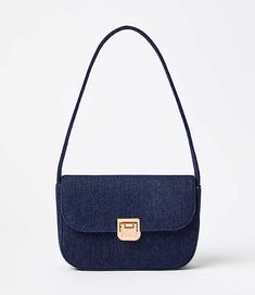 Topped with a gilded lock closure, this denim shoulder bag is the perfect mix of relaxed cool - and pretty polish. Inside patch pocket. 8" x 5" x 2".,Imported:Imported Loft Denim Shoulder Bag Denim Blue Melange Women's by Loft Size Regular - One Size Denim Blue Melange Women's Bags, &, Clutches, Shoulder, Bags, Bags Classic Denim Bag For Everyday Use, Chic Denim Blue Rectangular Shoulder Bag, Chic Rectangular Denim Shoulder Bag, Everyday Denim Bags With Gold-tone Hardware, Denim Bags With Gold-tone Hardware For Everyday Use, Denim Shoulder Bag, Promo Gifts, Denim Shoulder Bags, Small Accessories