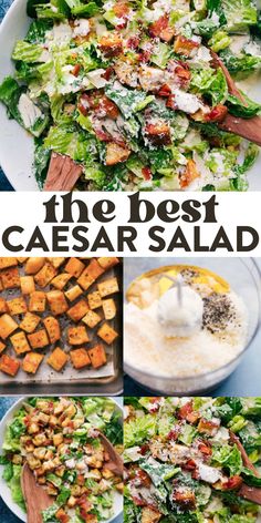 Caesar Salad Cesar Salad Croutons, Christmas Caesar Salad, Caesar Salad Appetizer, Caesar Salad With Anchovies, Romain Salad Ideas, Ceased Salad Recipe, Caesar Salad For A Crowd, Cesar Salad Recipes, Ceasar Salad Wrap Recipe