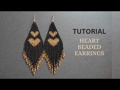 the beaded earrings are made with black and gold beads, which have hearts on them