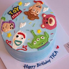 Simple Toy Story Cake, Toy Story Sheet Cake, Toys Story Cake, Korean Birthday Cake, Photo Birthday Cake, Toy Story Birthday Cake, Birthday Cake Images, Girl Birthday Cake