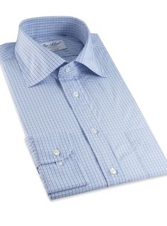 200's Classic Blue Check Spread Collar Classic Plaid Shirt With Spread Collar, Business Plaid Shirt With Spread Collar, Classic Gingham Dress Shirt For Work, Classic Blue Dress Shirt For Business Casual, Classic Gingham Dress Shirt For Business, Classic Gingham Cotton Dress Shirt, Check Shirts, Blue Check, Check Shirt