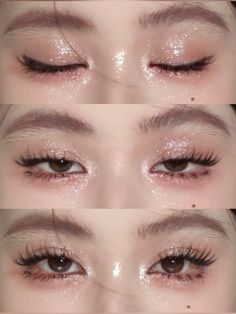 #eyelook #eyemakeuptutorial #eyemakeupideas #makeup #makeuplover #makeupaddict Chinese Eyes Makeup, Xiaohongshu Eye Makeup, Sparkly Eye Makeup Tutorial, Glitter Douyin Makeup, Glittery Makeup Ideas, Korean Glitter Eye Makeup, Ethereal Eye Makeup, Douyin Makeup Eye, Douyin Glitter