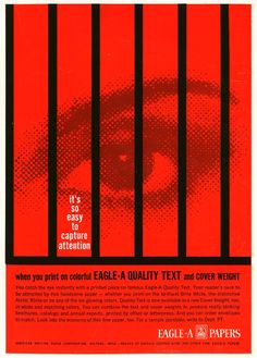 an advertisement for the eagle a quality text and cover weighting system, featuring a red background with black bars