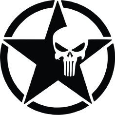 a star with a skull on it and a star in the middle that says,