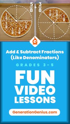 Add & Subtract Fractions (Like Denominators) Math Video and Lesson for Grades 3-5. Generation Genius is standards-aligned math and science lessons. All lessons include: fun and engaging videos, 5E lesson plans, DIY activities, practice problems, discussion questions, reading material, paper and online quizzes and more. Teachers, try it free today! Adding Fractions With Like Denominators, Subtract Fractions, Add And Subtract Fractions, Improper Fractions, Subtracting Fractions, Math Tutorials, Math Intervention, Math Instruction, Studying Math