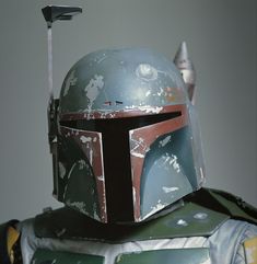 a star wars boba fett helmet on display