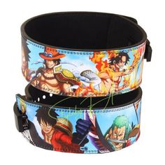 two belts with anime characters on them