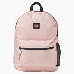 a pink backpack on a white background