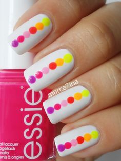 Rainbow Dots - nail design New Nail Art Design, Snowflake Nail Art, Dot Nail Art, Her Nails, Nail Art Designs Diy, Dots Nails, Simple Nail Art Designs