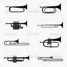 Trumpets Trumpet Illustration, Trumpet Tattoo, Jazz Instruments, Brass Music, Music Festival Logos, Music Themed Parties, Festival Logo, Jazz Poster, Vector Graphics Design