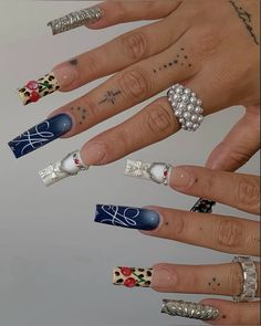 #nails #blue #summer Gold Chrome Nails, Junk Nails, Bell Gardens, Zebra Nails, 2024 Nails, Weak Nails, Grunge Nails, Pearl Nails