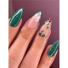 This 24-Piece False Nail Set Features A Festive Christmas Design With Rich Green Nails Accented By Glittery French Tips And Delicate Snowflakes. The Chic, Seasonal Look Is Easy To Apply And Provides A Flawless Fit, Making These Nails The Perfect Way To Add Holiday Sparkle To Any Occasion. Christmas Nails Green Chrome, Holiday Chrome Nails, Christmas Nails Chrome, Ombre Christmas Nails, Chrome And Glitter Nails, Ombre Chrome, Chrome Pink, Skull Love