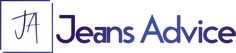 the logo for jean's advice, which has been changed to be blue and white