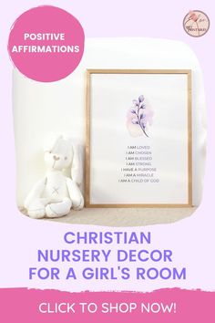 Looking for Christian nursery decor for a girl's room with positive Christian affiramations for kids and a purple and pink aesthetic theme? Want Christian wall art with bible scripture quotes for your prayer room decor? Want a religious baby shower gift idea with biblical affirmations? Click to get this beautiful positive affirmations printable for a Christian aesthetic girl's room. I am loved, I am chosen, I am blessed, I am strong, I have a purpose, I am a miracle, I am a child of God. Pink Aesthetic Theme, Purple And Pink Aesthetic, I Am A Miracle, Pink And Purple Aesthetic