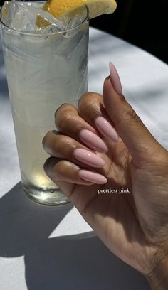 Almond Nails Natural Pink, Spray Nails, Natural Nail Tips, Press On Nails Pink, Almond Press On Nails, Nail Soak, Soft Gel Nails, Medium Almond, Vintage Nails