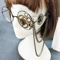 Steampunk glasses: Finish your incredible look with this unique pair of glasses! Gender: unisex Special use: costumes, cosplays, Halloween Details: chains with cogs One size fits all Halloween Glasses, Gothic Cosplay, Goth Steampunk, Chain Decor