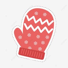 a red mitt with snowflakes on it