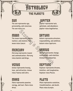 a menu for astrology the planets