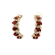 -Stone(s)- (10) Natural Genuine Garnet - Oval Cut - Prong Set - Nice Red Color - 5 x 3mm (approx.) Material: Solid 14k Yellow Gold Weight: 3.07 Grams Backing: Post w/ Butterfly Clasp (Pierced ears are required.) Overall Width: 6.6mm (approx.) Overall Height: 20.16mm (0.79") (including backing) Condition: Like new! Stock Number: JO-40010611-0424249-PAR Montclair Nj, Wrap Earrings, Ear Cuffs, Cuff Earrings, Pierced Ears, Prong Setting, Ear Piercings, Garnet, Etsy Earrings