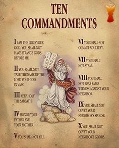 the ten commandments on an old parchment paper