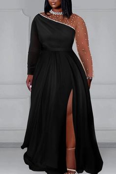 Wedding Season 2024 Formal Wear Women Plus Size Cocktail Dresses, Plus Size Black Satin Dress, Plus Size Ball Gowns With Sleeves, Wedding Guest Dress Plus Size Summer, Plus Size Dress For Wedding Guest, Wedding Anniversary Outfits For Women, Plus Size Wedding Dresses Guest, All Black Wedding Guest Attire, Black Tie Wedding Guest Dress Plus Size