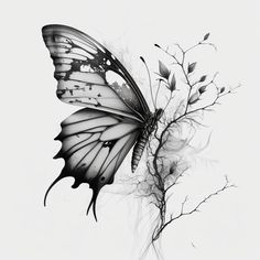 a black and white photo of a butterfly