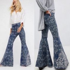 Amazing Bell Nwt Size 27 True To Size High Rise Stretchy Embroidered Waist 27” Rise 12” Inseam 30” Hips 36” Super Flare Jeans, Jeans Free People, Free People Jeans, Flare Leg Jeans, Bell Bottom, Wide Leg Jeans, Bell Bottoms, Bell Bottom Jeans, Float