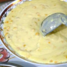 a food processor is being used to make mashed potatoes