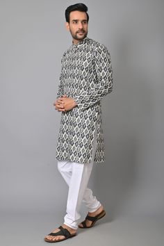 #PRODUCT DETAILS: *Product: Full Sleeve Long Kurta  *Material: 100% Pure Cotton *Print: Sanganeri Hand Block Print *Sleeves: Full Sleeves *Size Chart (Reference in the Image) Size: Chest: Length  M      - 40    -  24 L       - 42     -  24.5 XL     - 44    -  25 XXL   - 47    -  25.5 *Color: Might differ slightly because of your screen resolution #PRODUCT SPECIFICATION: *Wash Care: Hand washable, Machine Wash *Stitching: Cotton Threads , Wooden Button  *Color: Might differ slightly because of your screen resolution We are Manufacturer of Cotton Shirts And Kurta . We use 100% cotton in our product and Sanganeri Hand printed fabric in our products. We try to create styles that are classic, feminine, and eternal and can be globetrotting mix of Indian and western wear that works up this fashio Diwali Bandhgala With Printed Motifs, Wedding Sherwani With Printed Motifs, Wedding Kurta With Block Print For Transitional Season, Cotton Sherwani With Printed Motifs For Wedding, Traditional Cotton Groom's Attire Set, Traditional Cotton Groom's Set, Transitional Wedding Kurta With Block Print, Wedding Sherwani With Printed Motifs In White, White Traditional Wear With Block Print For Transitional Season