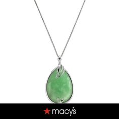 in stock Elegant Jade Necklace With Large Pendant, Classic Green Teardrop Pendant Necklace, Elegant Green Macy's Jewelry, Macy's Teardrop Jewelry For Gift, Jade, Pick Up, In Store, Buy Online, Dye