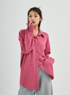 Ofelia Loose Fit Cotton Shirt CS23 by Lewkin. We provide worldwide shipping directly from Seoul, South Korea, an epicenter of Asian fashion renaissance. Cotton Long Sleeve School Shirt, Oversized Pink Blouse With Pockets, Casual Plain Long Sleeve Blouse, Casual Long Sleeve Plain Blouse, Pink Casual Winter Shirt, Casual Long Sleeve Pink Shirt, Casual Pink Long Sleeve Shirt, Pink Solid Color Shirt For Workwear, Relaxed Fit Long Sleeve School Top