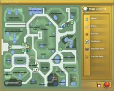 a screenshot of a map with several locations