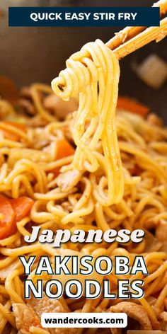 Get dinner on the table in just 25 mins with this quick and easy yakisoba recipe. These delicious Japanese stir fried noodles are loaded with fresh veggies and tender pork or chicken, smothered in homemade yakisoba sauce.