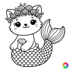 Anna Und Elsa, Cat Coloring Pages, Zeus And Hera, Mermaid Cat, Cat Coloring, Cat Coloring Page, Canvas Painting Ideas, Obi Wan, Art Tutorial