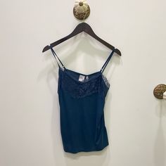 Ichi Lace Trim Tank In Navy Elegant Blue Camisole For Spring, Chic Blue Tank Top For Layering, Dr Closet, Pop Style, Navy Color, Fancy Dresses, Percy Jackson, Lace Trim, Outfit Ideas