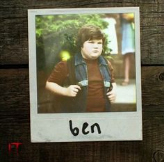 a polaroid with the word ben written on it in front of a photo of a young man