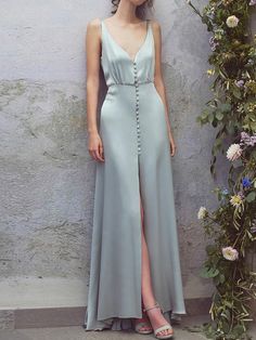 SP1087,Elegant Mint Green Silk Satin Prom Dresses,V-Neck Sheath Long Evening Gown · SofieProm · Online Store Powered by Storenvy Luisa Beccaria, Dresses Simple, فستان سهرة, Full Length Dress, Satin Prom Dress, Maxi Robes, Maxi Dress Blue, Evening Dresses Prom, Mode Inspiration