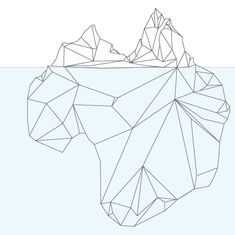 an iceberg floating in the water with low polygonic lines on it's sides