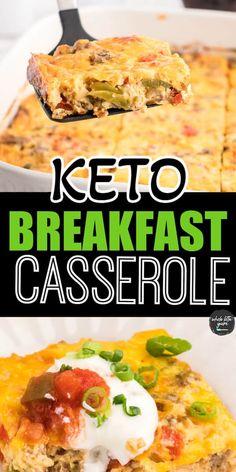 keto breakfast casserole with cheese and vegetables