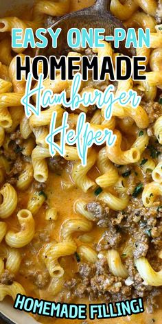 a pan filled with homemade hamburger helper pasta